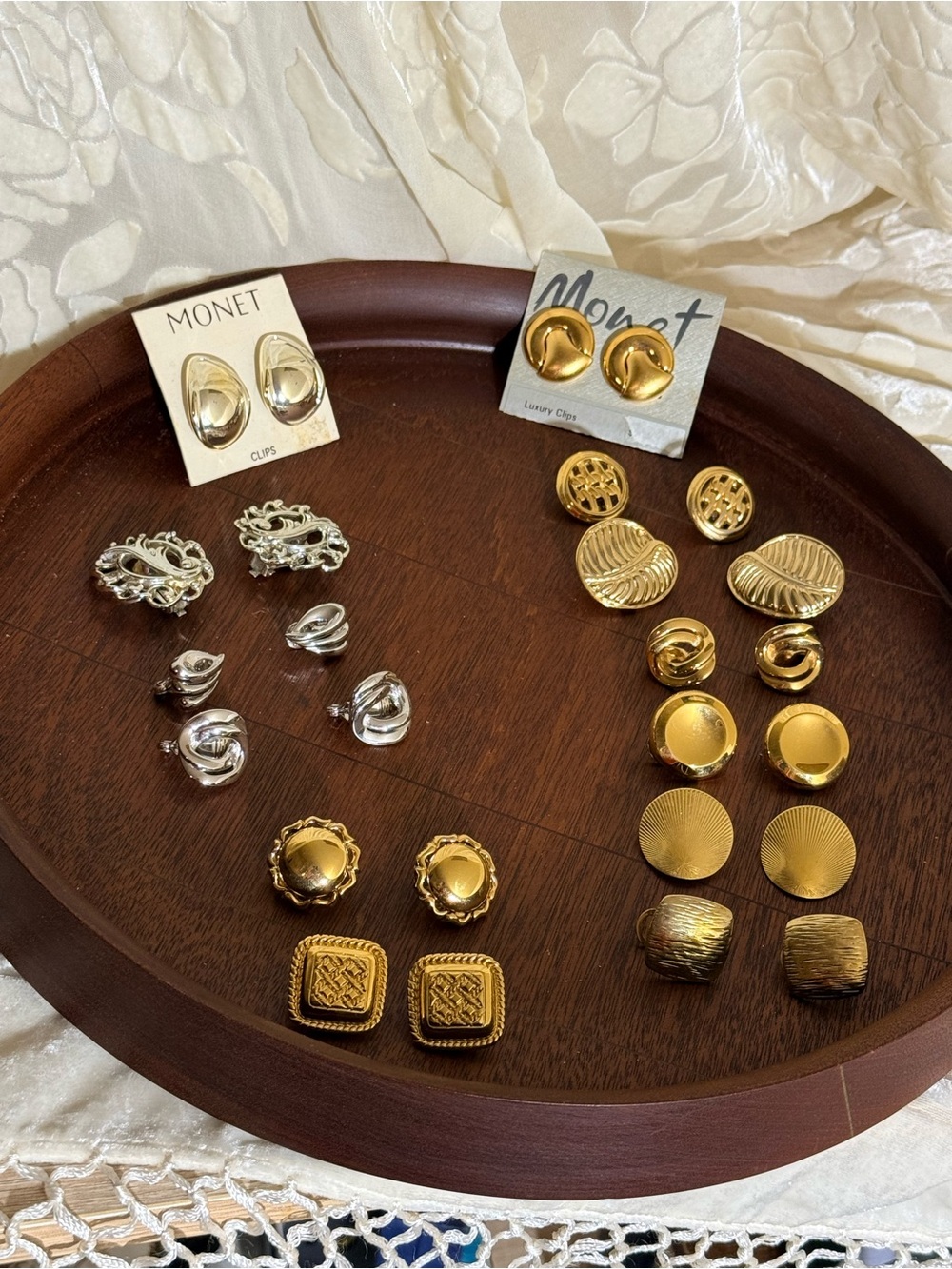 Vintage Lot of 13 Pairs Signed Clip Earrings, Monet, Sarah Cov & More